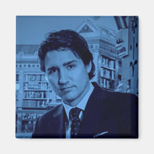 Justin Trudeau porträtt 2014 i blått Magnet