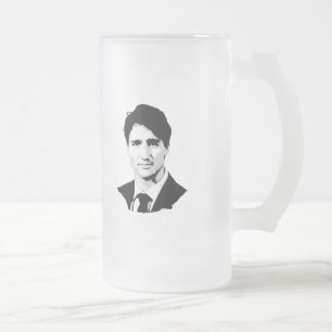 Justin Trudeau porträtt Frostat Ölglas