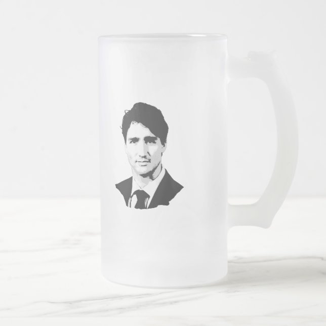 Justin Trudeau porträtt Frostat Ölglas (Höger)