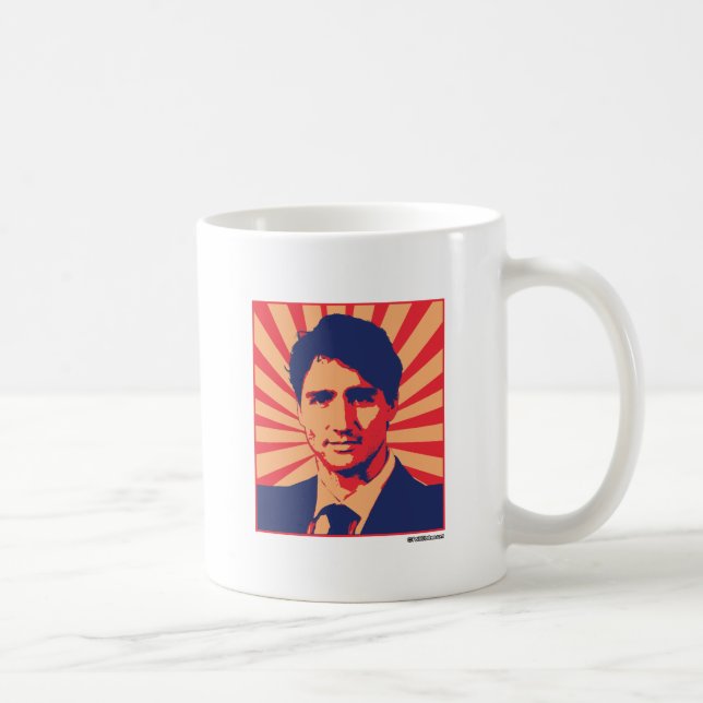 Justin Trudeau propagandaaffisch - .png Kaffemugg (Höger)