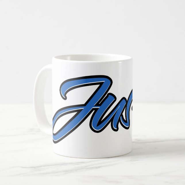 Justin Vorname Name blue Tasse Kaffeetasse Kaffemugg (Framsida vänster)