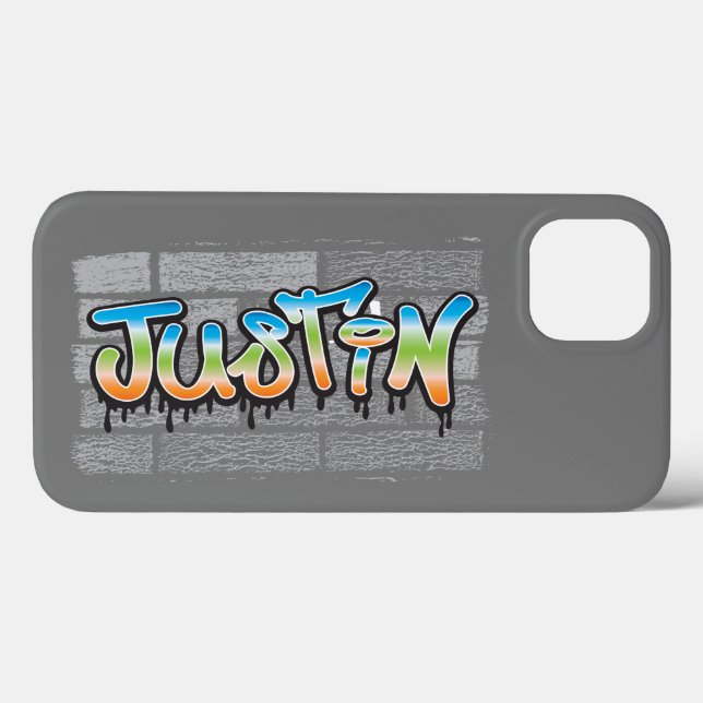 Justin Your Name graffiti Logo Brick Wall Paint (Baksida (horisontell))