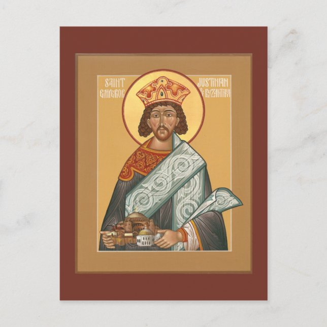 Justiniansk kejsare av Byzantium Prayer Card Vykort (Framsida)