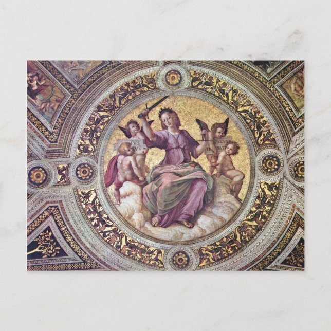 Justitia Tondo av Raffael (bästa kvalitet) Vykort (Framsida)