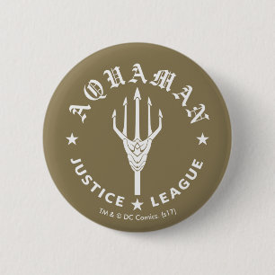 Justitieförbundet Aquaman Retro Trident Emblem Knapp