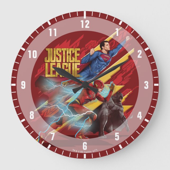 Justitieförbundet| Superman, Flash och Batman Badg Stor Klocka (Framsida)