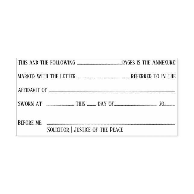 Justitiesekreterare affidavit Annexure brev Självfärgande Stämpel (Design)