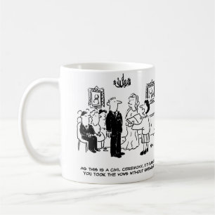 Justitiesekreterare ber brudgummen att sluta svära kaffemugg