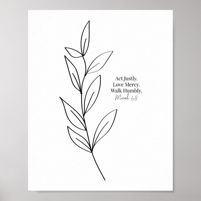 Justly, Kärlek Mercy, Walk Humly Black and White Poster (Framsidan)