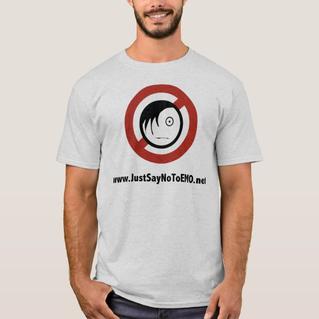 JustSayNoToEMO.net på den gråa T-tröja Tee (Framsida)