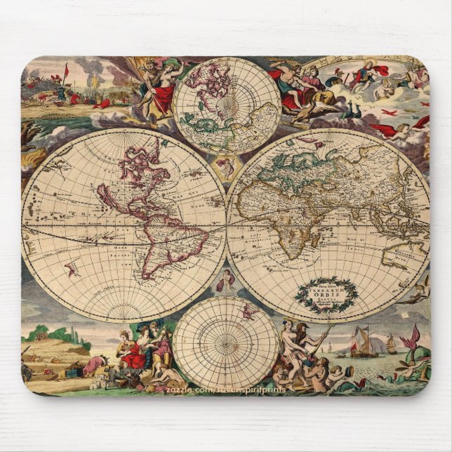 Justus Danckerts' Antique Karta Mousepad Musmatta (Framsidan)