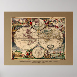 Justus Danckerts Old World Map Poster Skriv ut
