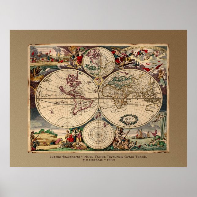 Justus Danckerts Old World Map Poster Skriv ut (Framsidan)