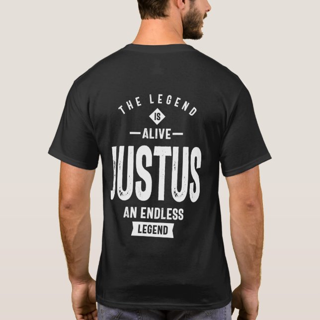 Justus Personlig Namn Birthday Gift T Shirt (Baksida)