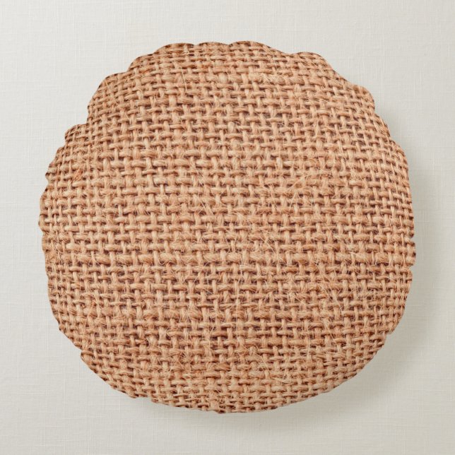 Jute bag sack beige färg brun rund kudde (Framsidan)