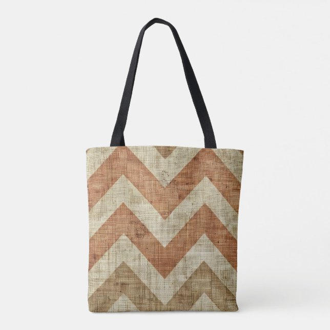 Jute Chevron Tote Bag Tygkasse (Baksida)