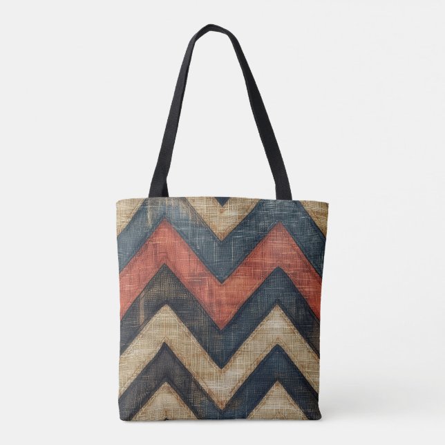 Jute Chevron Tote Bag Tygkasse (Baksida)