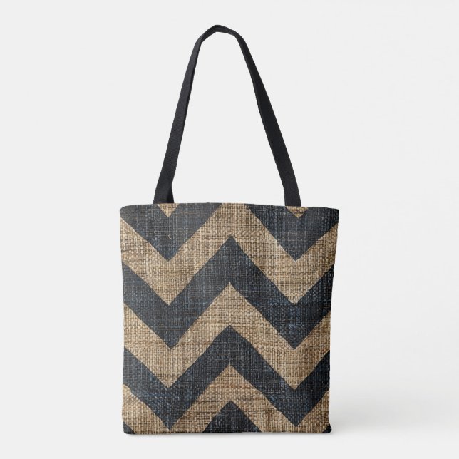 Jute Chevron Tote Bag Tygkasse (Baksida)