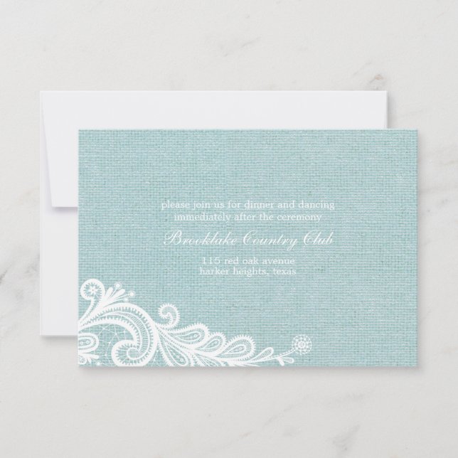 Jute och spets bröllopsmottagningskort inbjudningar (Framsida)