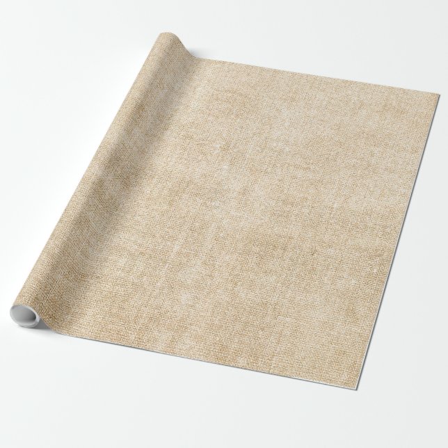 Jute rustic khaki tan inpackningspapper presentpapper (Utrullad)