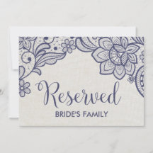 Jutesäck och Marinblå Spets Bröllops Reserverad Sk