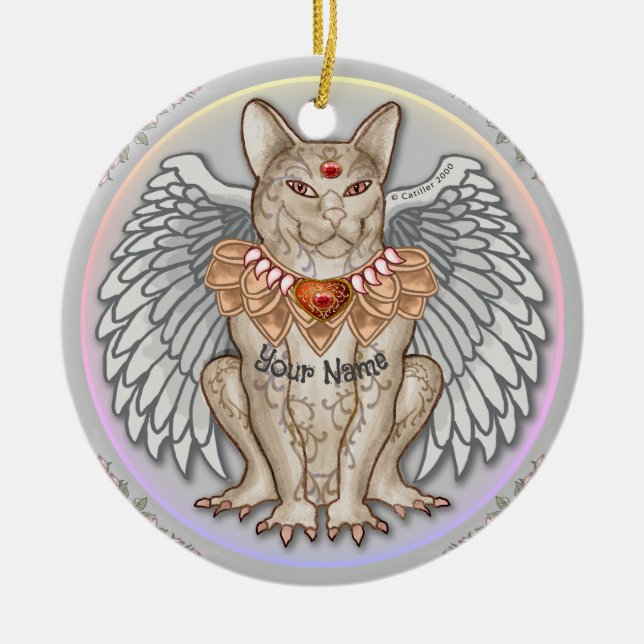 Juvel Katt Gargoyl  Julgransprydnad Keramik (Framsidan)