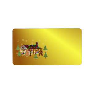 Juvel-Täckt pepparkakahus Adressetikett