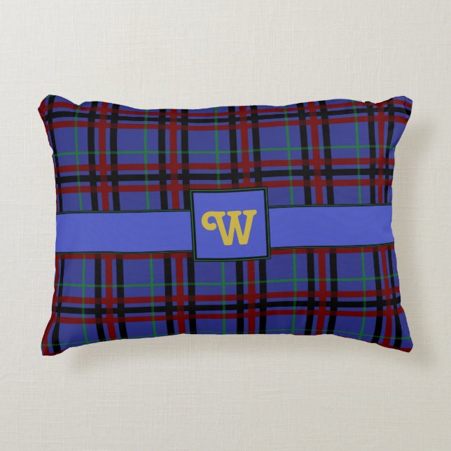 Juvel-tonad Plaid Kuddaccent Prydnadskudde (Framsidan)