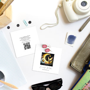 Juveläver från Vinge Blommigt Måne Fyrkantigt Visitkort