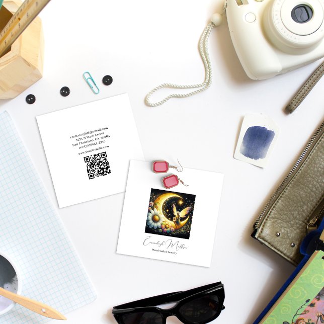 Juveläver från Vinge Blommigt Måne Fyrkantigt Visitkort (Skapare uppladdad)