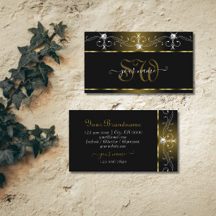 Juveler från Luxury Black Guld Ornate Gnistra Init Visitkort