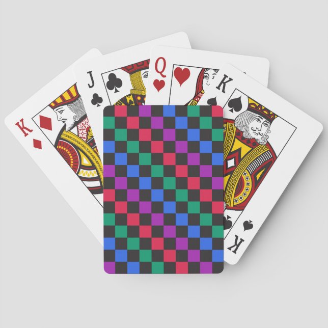 Juvelgodis diagonalt schackbrädemönster casinokort (Baksidan)