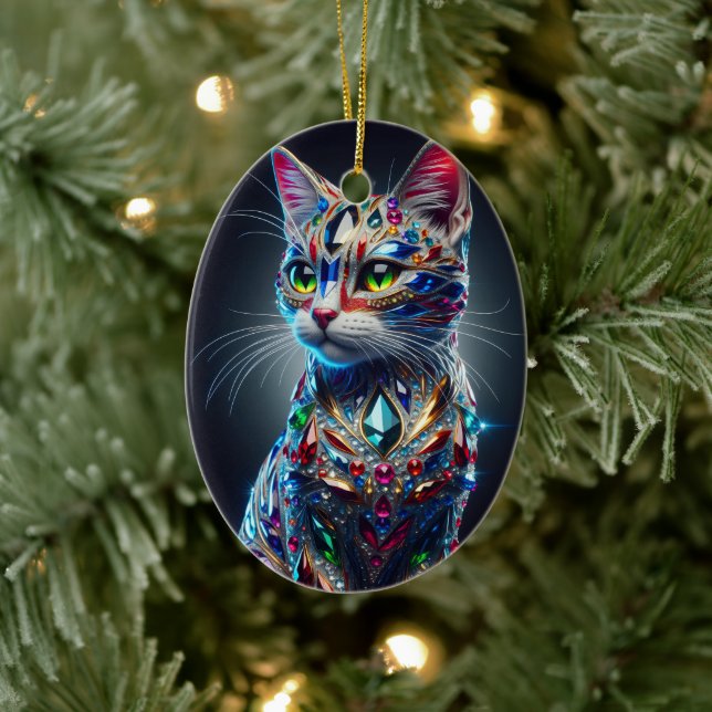 Juvelprydd katt julgransprydnad keramik (Träd)