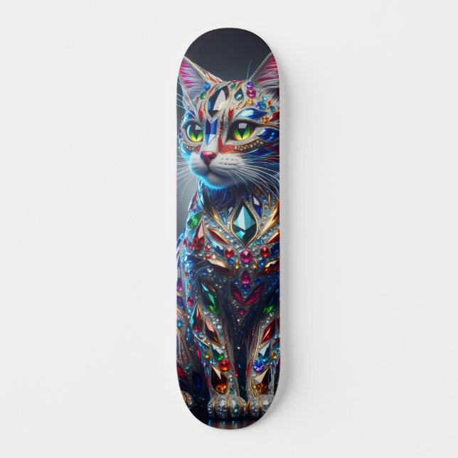 Juvelprydd katt skateboard (Framsida)