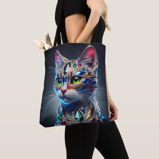 Juvelprydd katt tygkasse (Närbild)