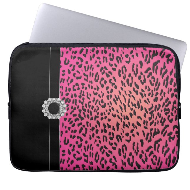 Juvelrosa leoparddatorfodral laptop fodral (Framsidan)