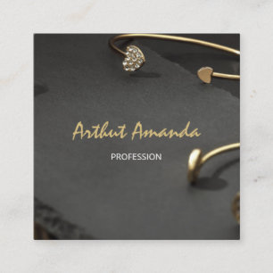 Juvelrött Luxury Guld Black Modern Rosa Foto Fyrkantigt Visitkort