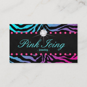 Juvelry Affärskort Zebra Rosa Dots Blue Rosa Visitkort