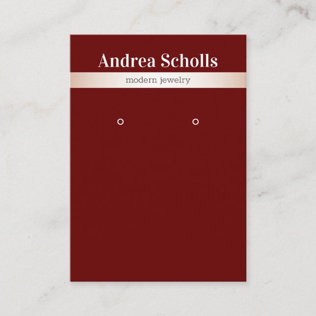 Juvelry Earring Visning elegant Guld Visitkort (Framsida)