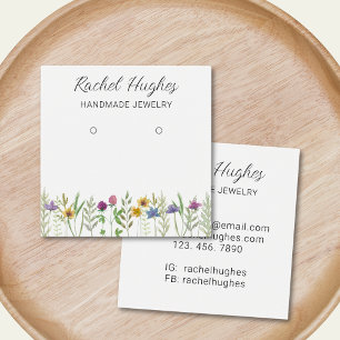 Juvelry Earrings Blommigt Visning Card Fyrkantigt Visitkort