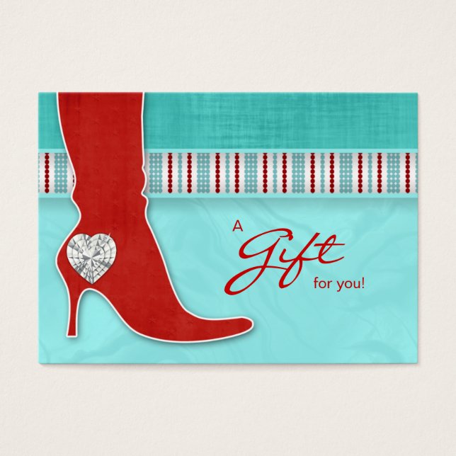 Juvelry Gift Card Spa Valentines Heart Red Boot Visitkort (Framsidan)