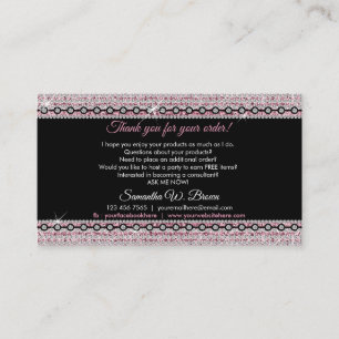 Juvelry Glitter Rosa Diamonds Tack för beställning Visitkort
