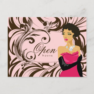 Juvelry Postcard Diamond Woman Salon Spa Inbjudan Vykort