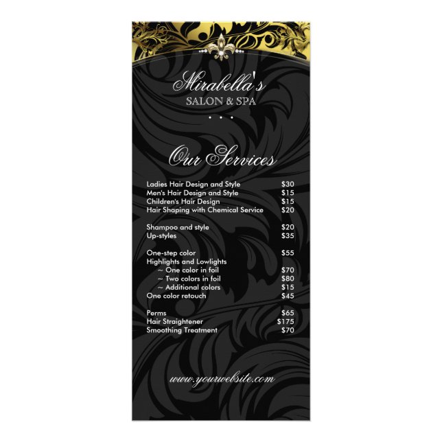 Juvelry Rack Card Mode Fleur de lis Black Guld Reklamkort (Framsidan)
