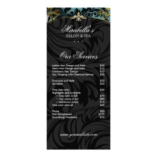 Juvelry Rack Card Mode Fleur de lis Teal Guld Reklamkort