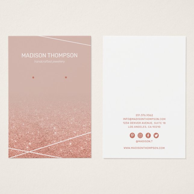 Juvelry Ro Guld Glitter  Visning Visitkort (Framsida & baksida)