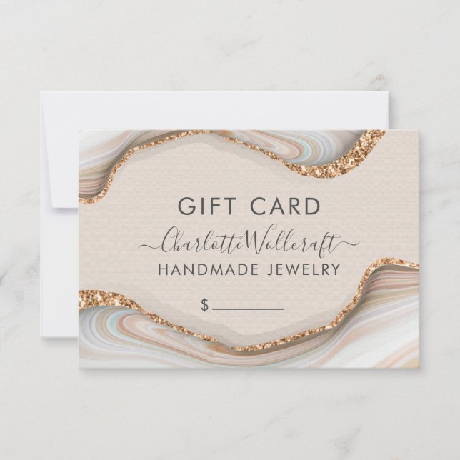 Juvelry Rosa Guld Glitter Marble Gift Certificate (Framsida)