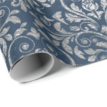Juvelry Royal Ornamet Damask Blue Navy Silver Presentpapper<br><div class="desc">Minimalism och elegance Glam och Chic Delikat Wrapping Papper</div>