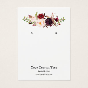 Juvelry Visning Card, Burgundy Blommigt Visitkort