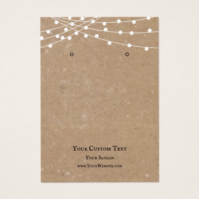 Juvelry Visning Card, Rustic String ljus Visitkort (Framsidan)